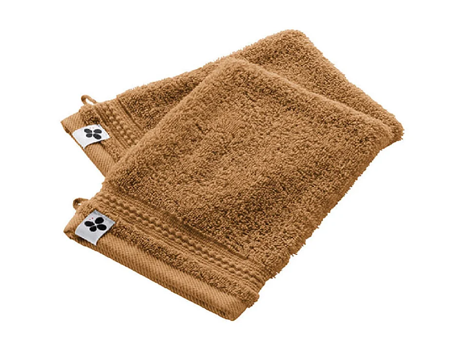 EMMA - Lot de 2 Gants 15x21cm en Coton Bio Coloris Camel