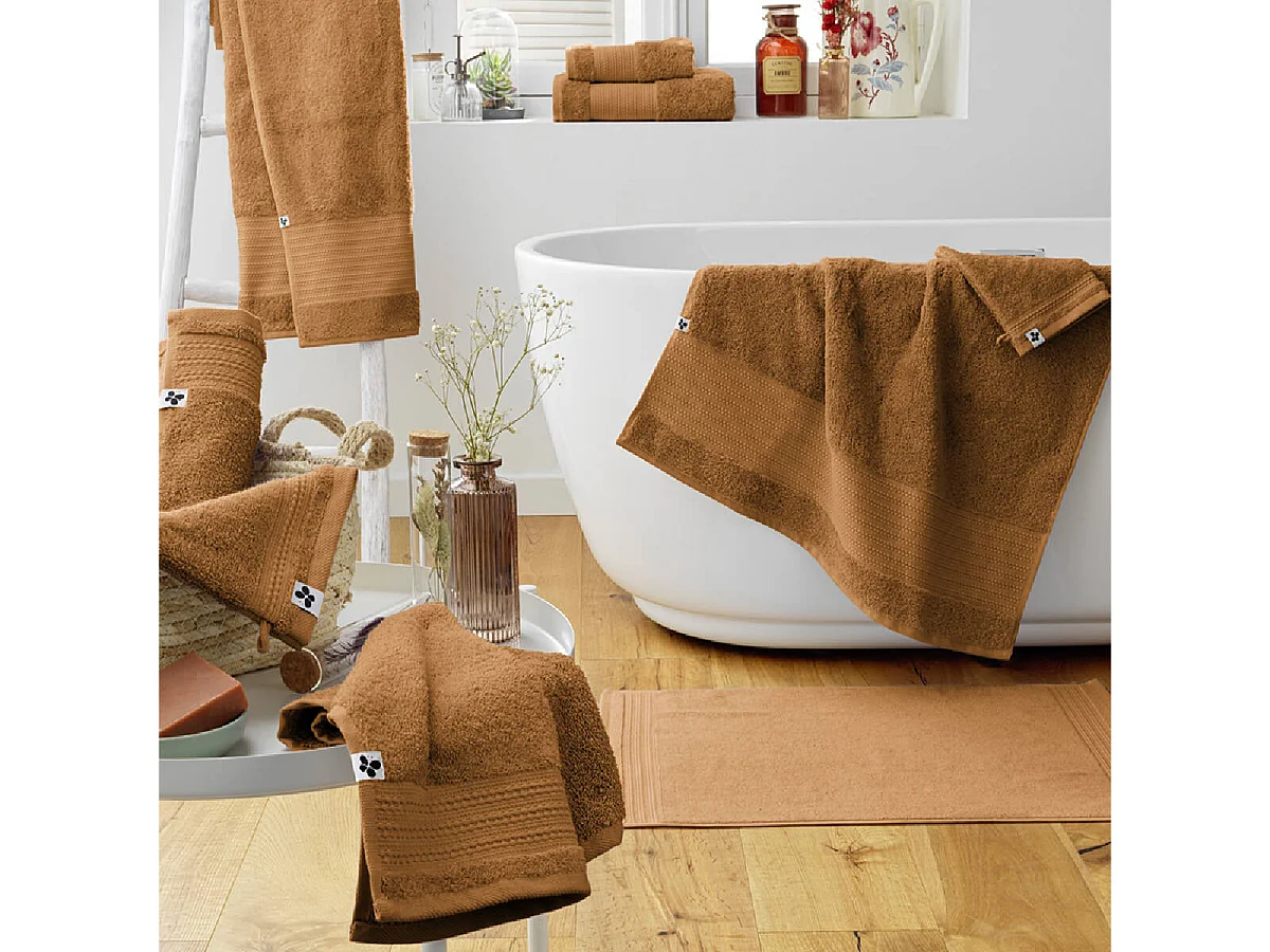 EMMA - Lot de 2 Gants 15x21cm en Coton Bio Coloris Camel