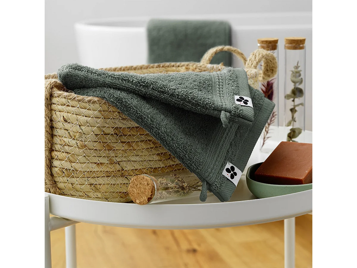 EMMA - Lot de 2 Gants 15x21cm en Coton Bio Coloris Romarin