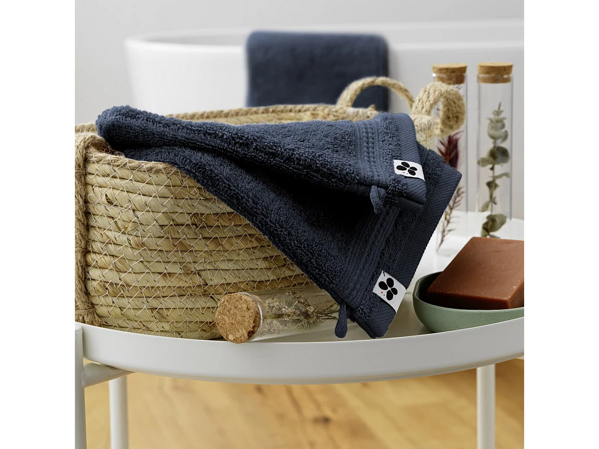 EMMA - Lot de 2 Gants 15x21cm en Coton Bio Coloris Minuit