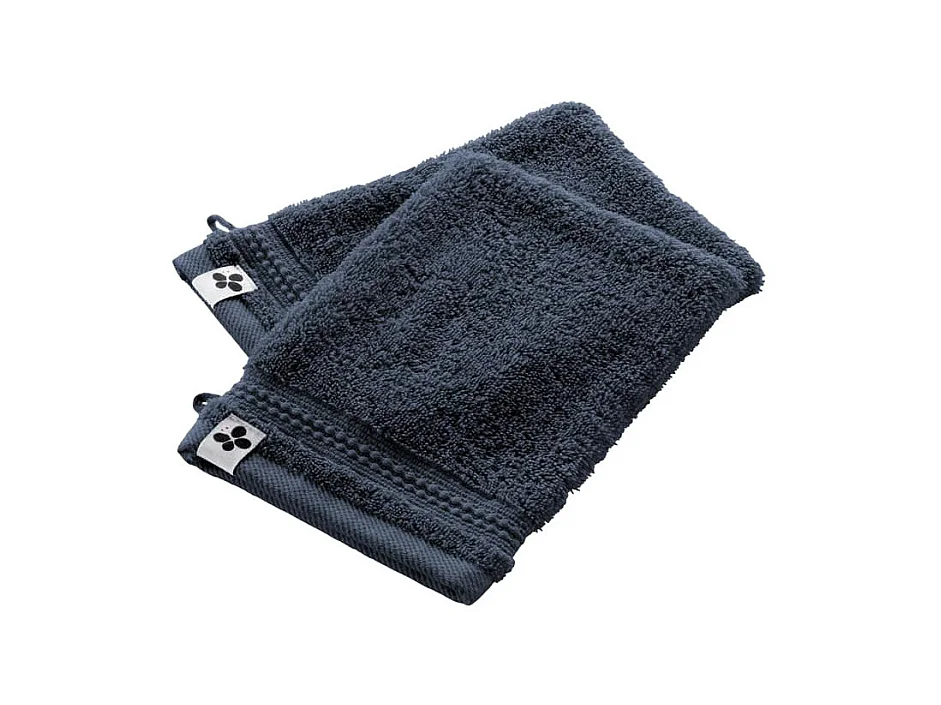 EMMA - Lot de 2 Gants 15x21cm en Coton Bio Coloris Minuit