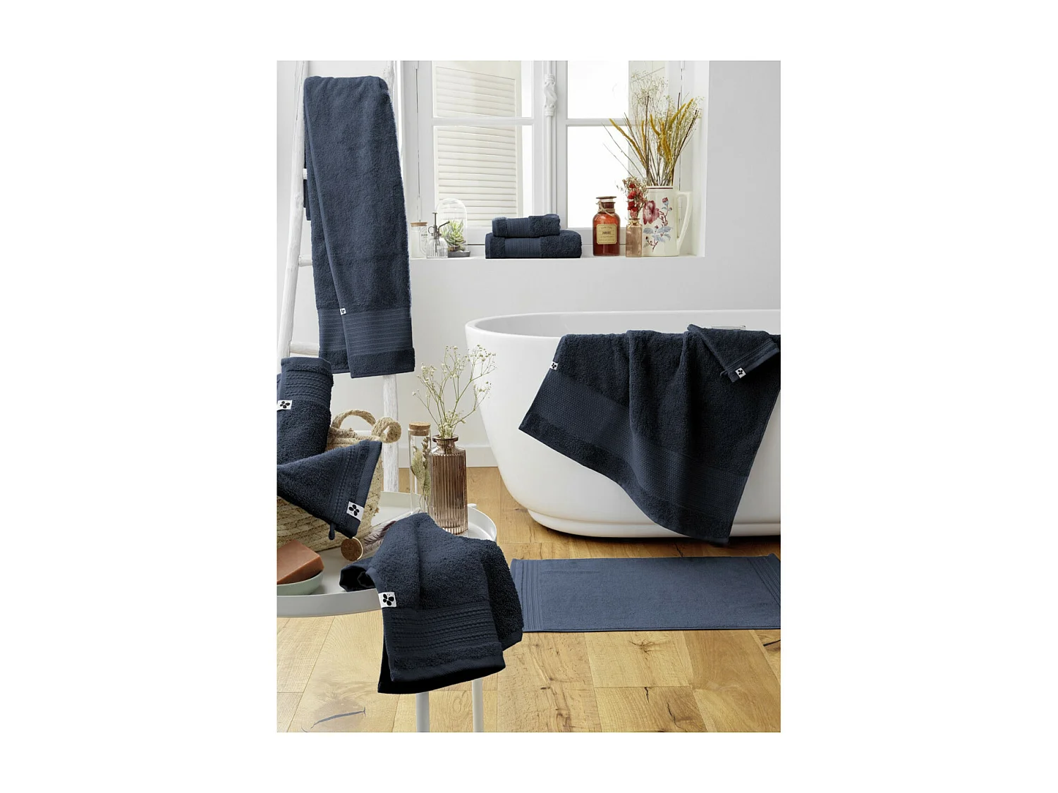 EMMA - Lot de 2 Gants 15x21cm en Coton Bio Coloris Minuit