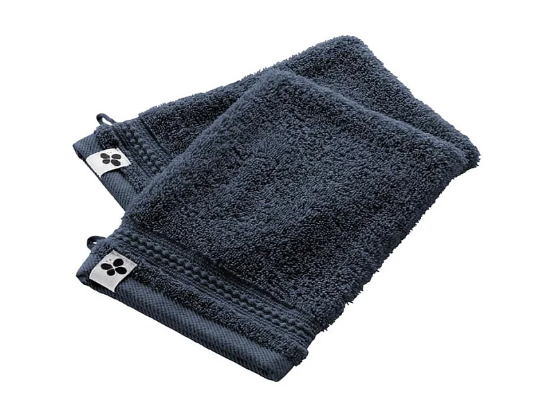 EMMA - Lot de 2 Gants 15x21cm en Coton Bio Coloris Minuit