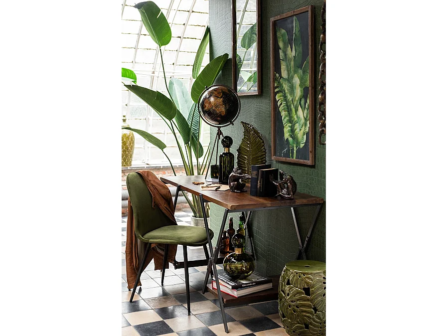 Silla Claire de metal y tela verde L 46,5 cm