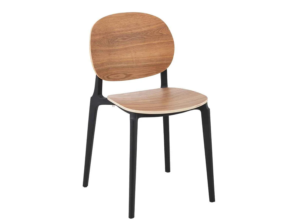 Chaise Design "Finama" 82cm Naturel & Noir