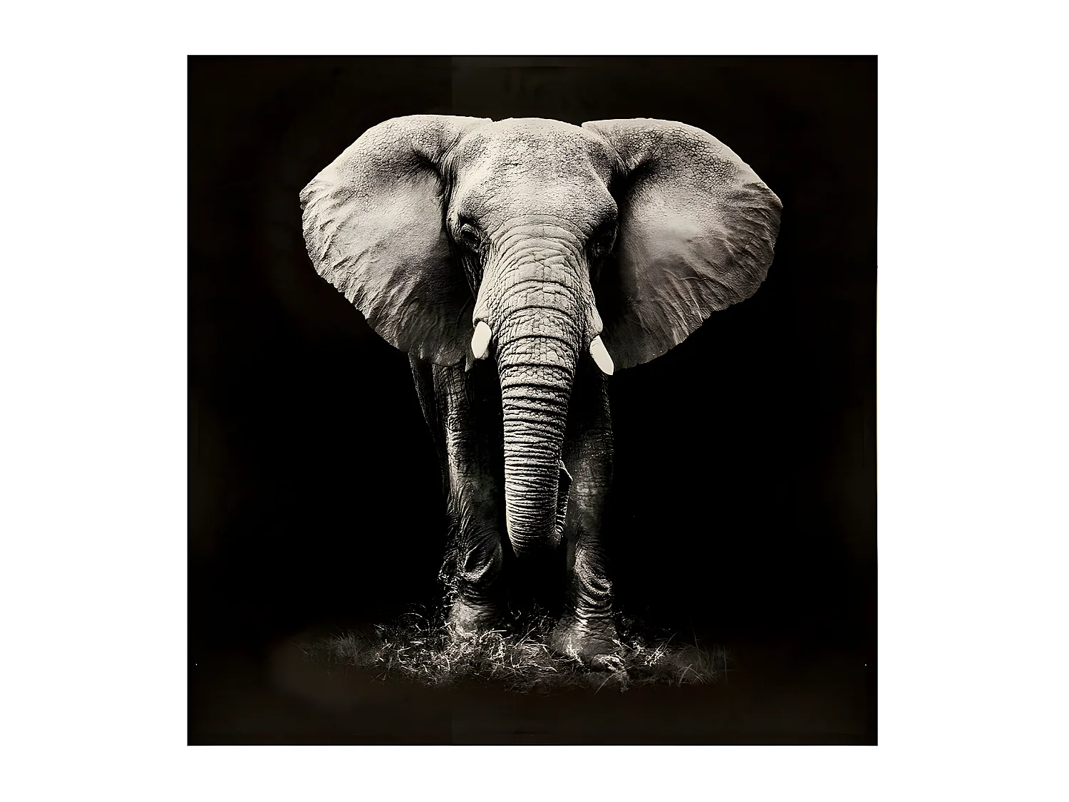 Toile Imprimée "Eléphant" 100x100cm Noir & Blanc