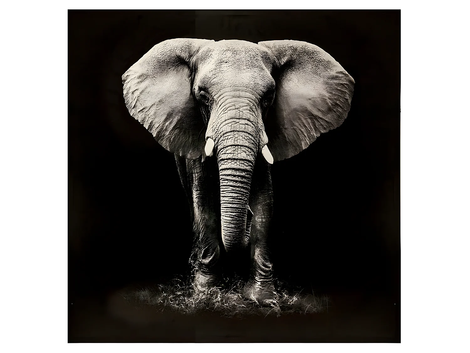 Toile Imprimée "Eléphant" 100x100cm Noir & Blanc
