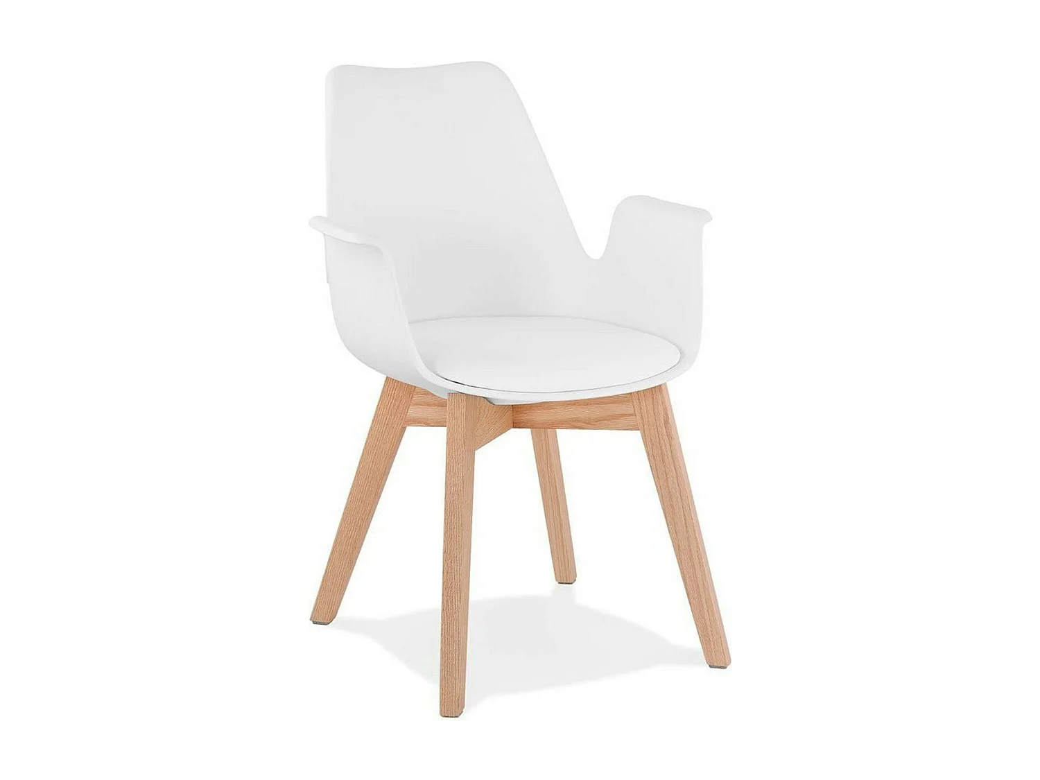 Chaise Design avec Accoudoirs "Baum" 82cm Blanc & Naturel