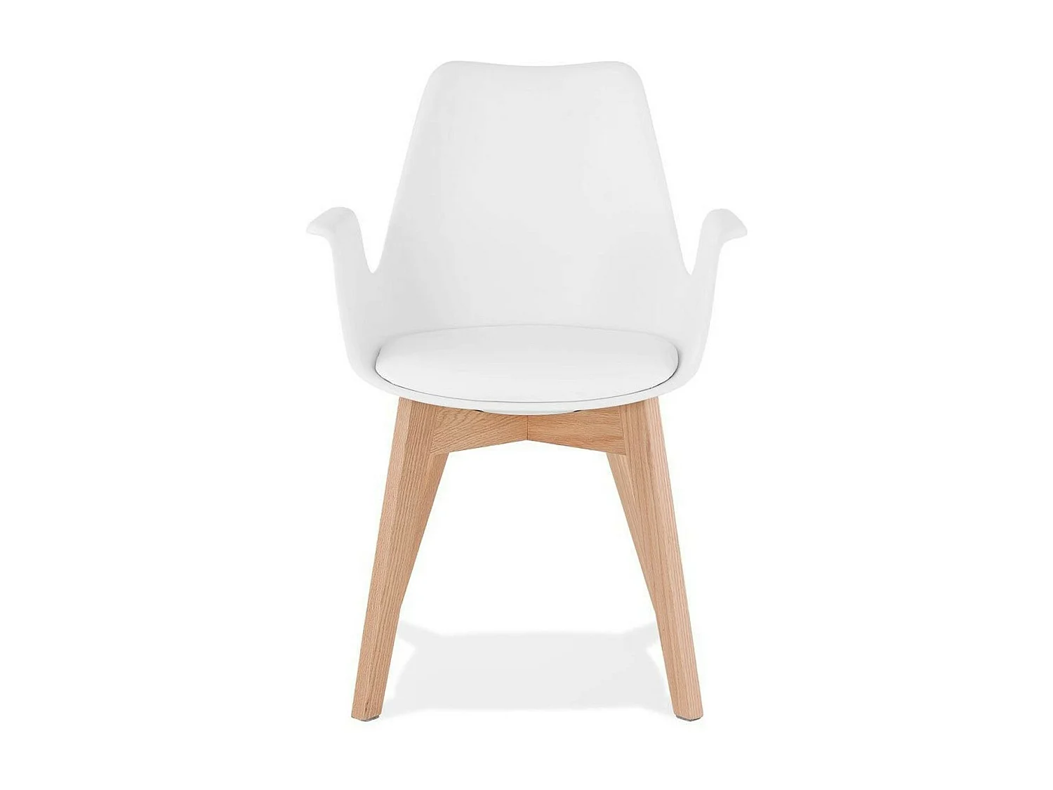 Chaise Design avec Accoudoirs "Baum" 82cm Blanc & Naturel