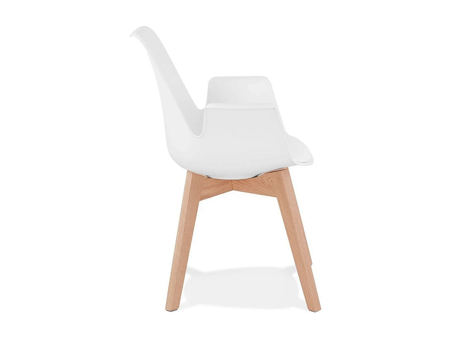 Chaise Design avec Accoudoirs "Baum" 82cm Blanc & Naturel