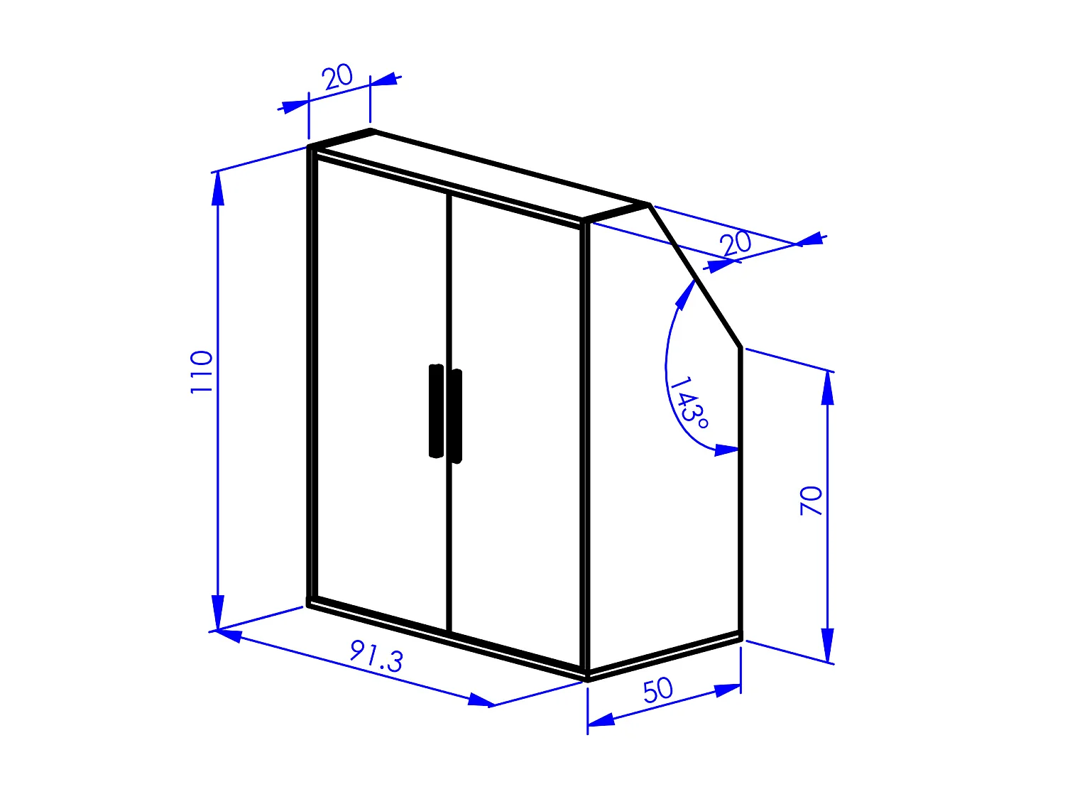 Armoire sous pente 2 portes - Blanc - ADEZIO