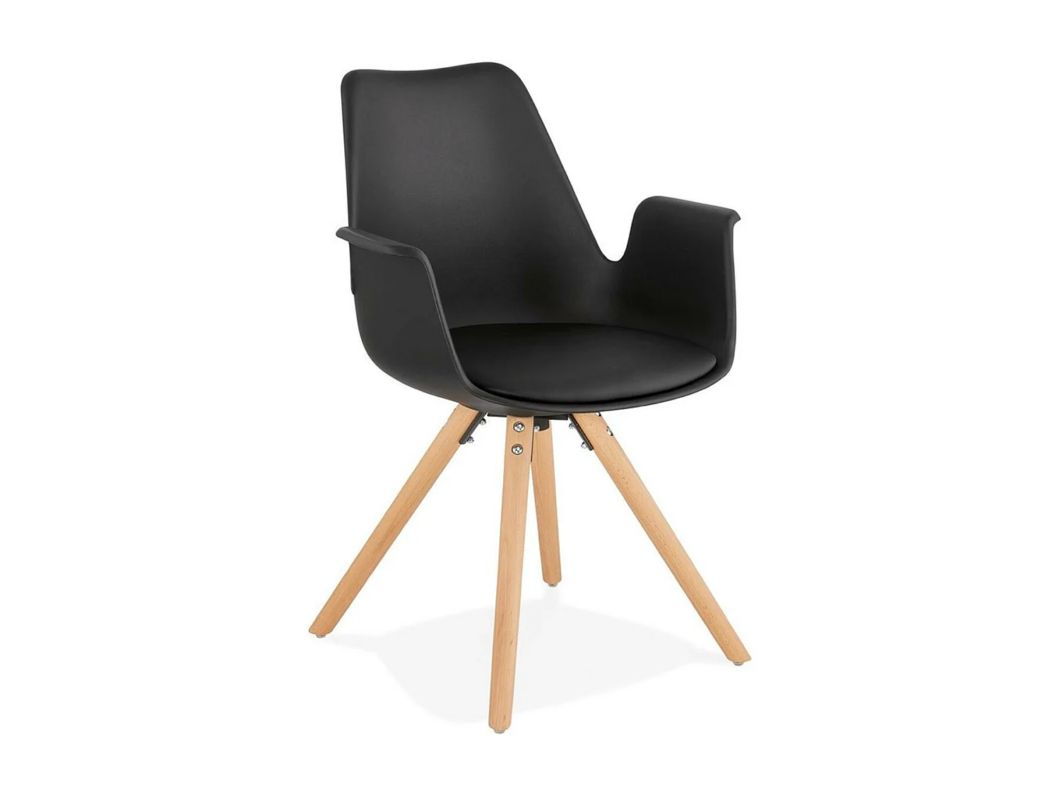 Chaise Design avec Accoudoirs "Zayven" 82cm Noir & Naturel