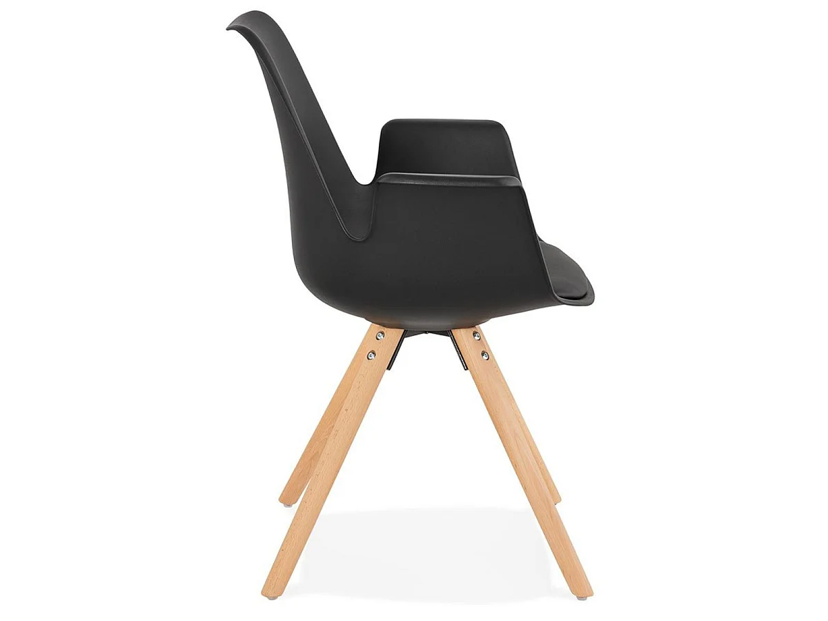 Chaise Design avec Accoudoirs "Zayven" 82cm Noir & Naturel