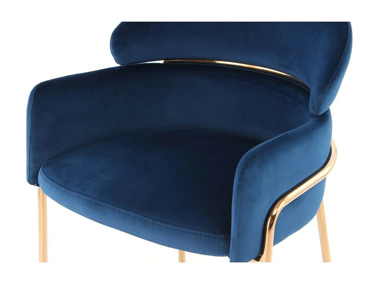 Chaise Design en Velours "Corey" 79cm Bleu