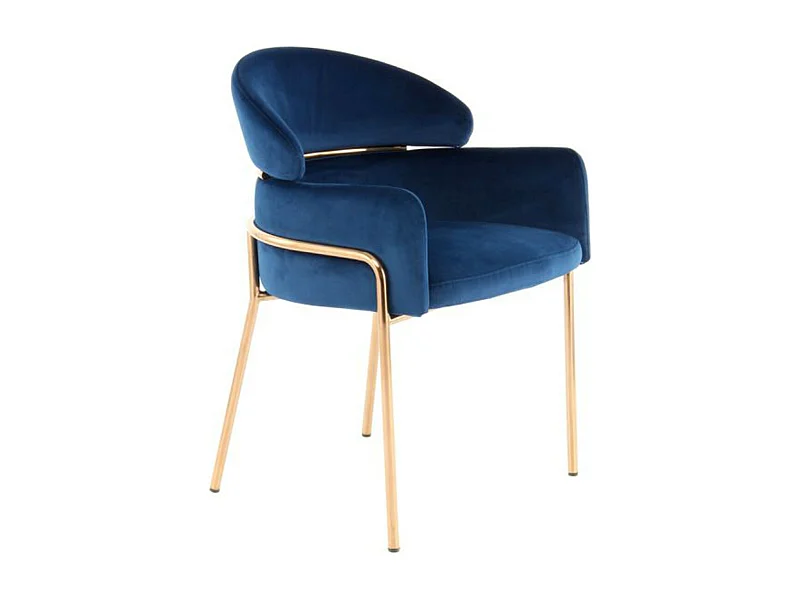 Chaise Design en Velours "Corey" 79cm Bleu