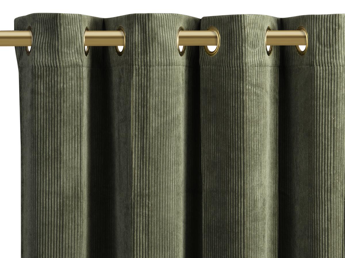 2er-Set Vorhänge aus Samtcord - B140 x H260 cm - Khaki Grün - ALIVIA günstig online kaufen