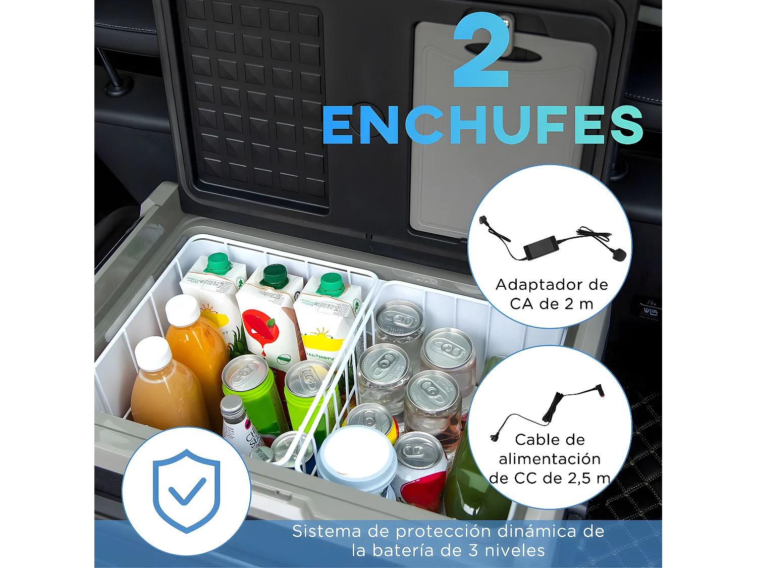 Congelador de compresor negro 71.1x46x44 cm Outsunny