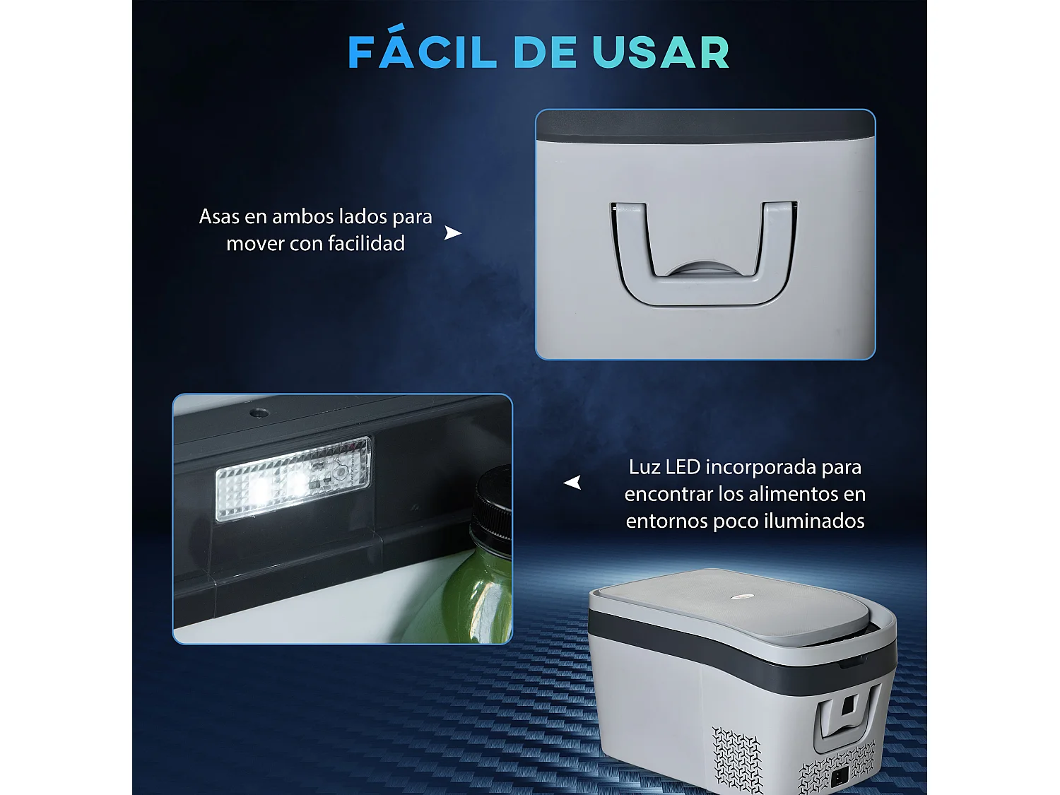 Nevera y congelador compresor gris 58x36.4x34.5 cm HOMCOM