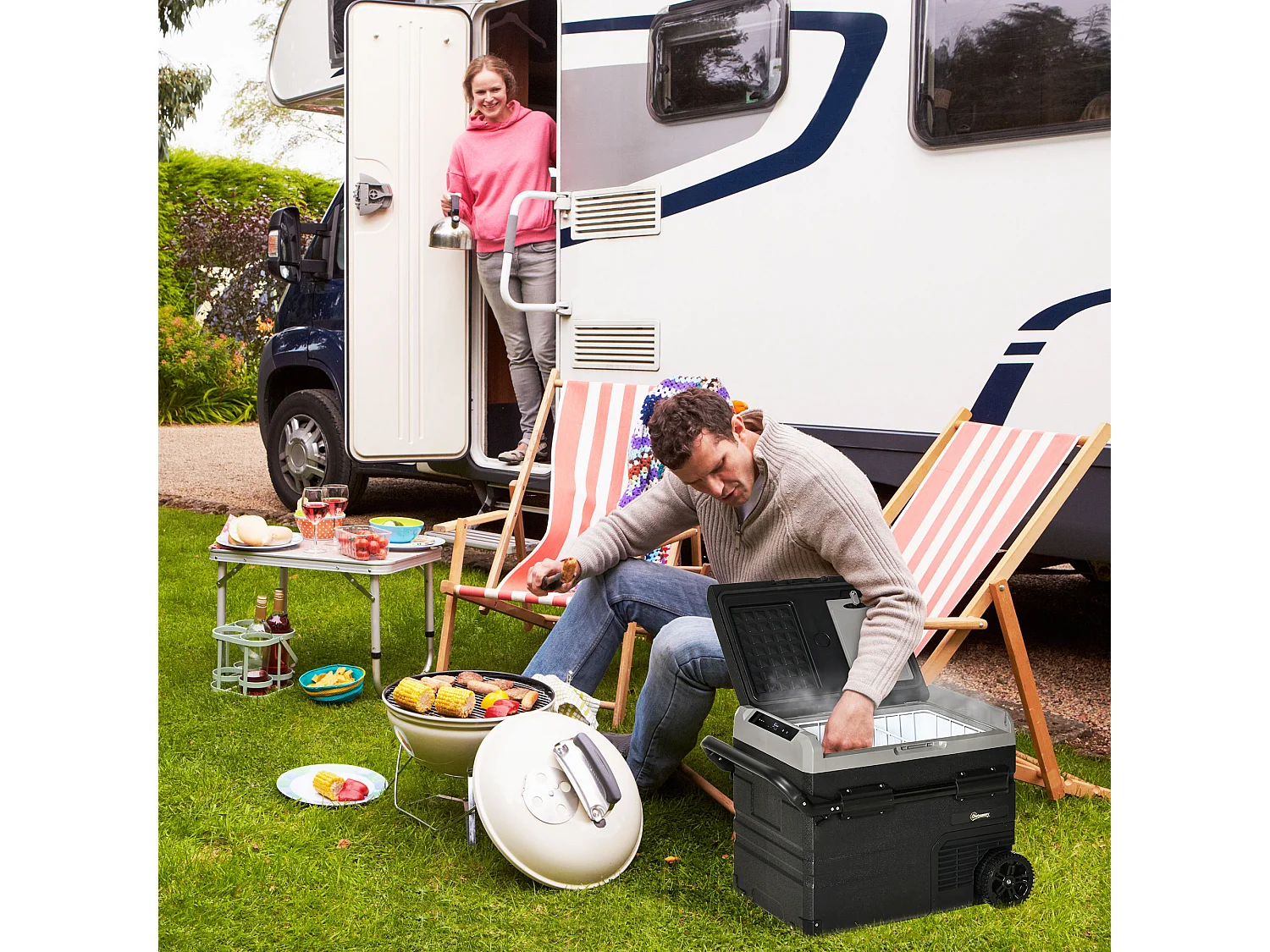 Congelador de compresor negro 71.1x46x57.1 cm Outsunny