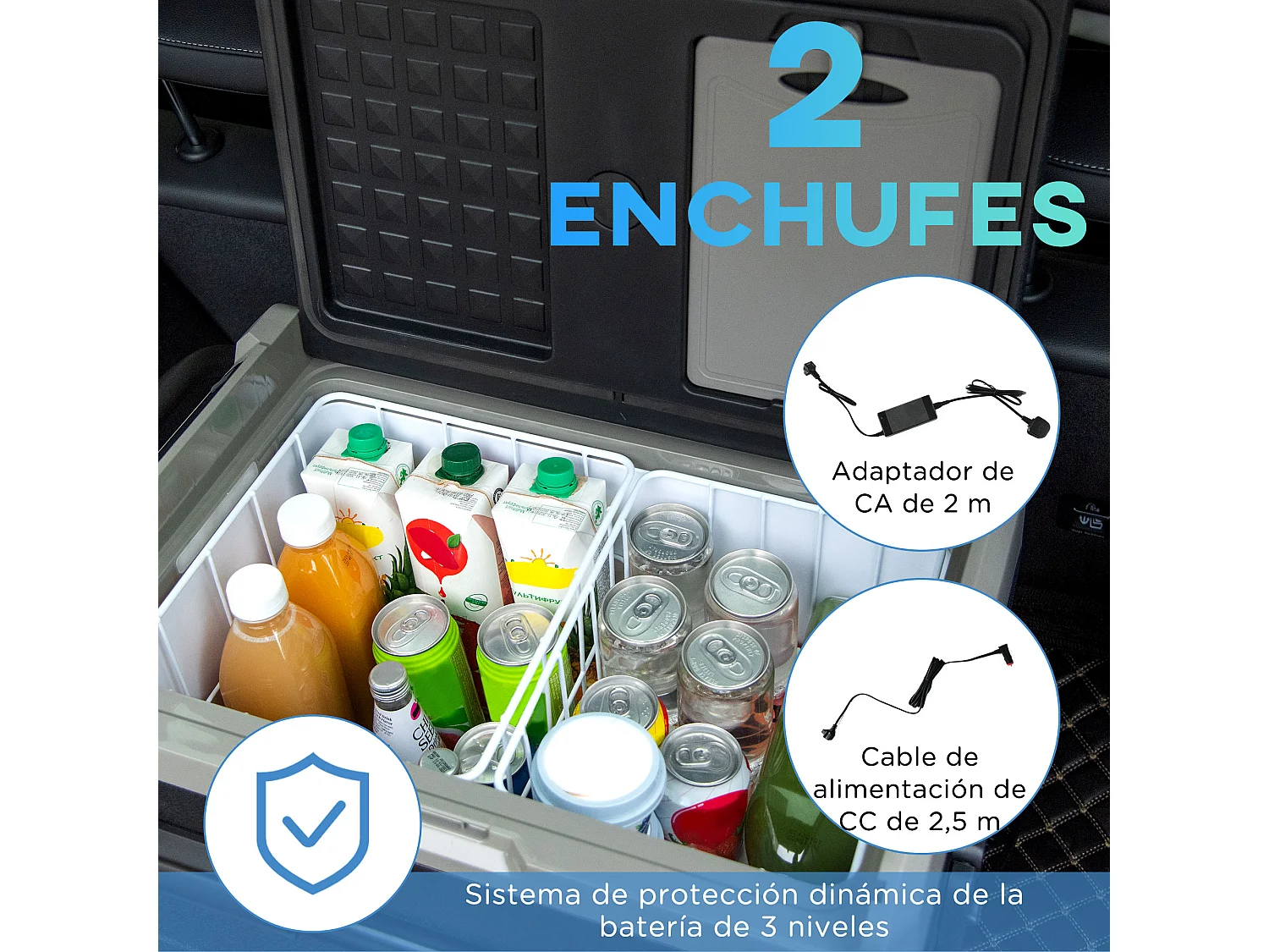 Congelador de compresor negro 71.1x46x57.1 cm Outsunny