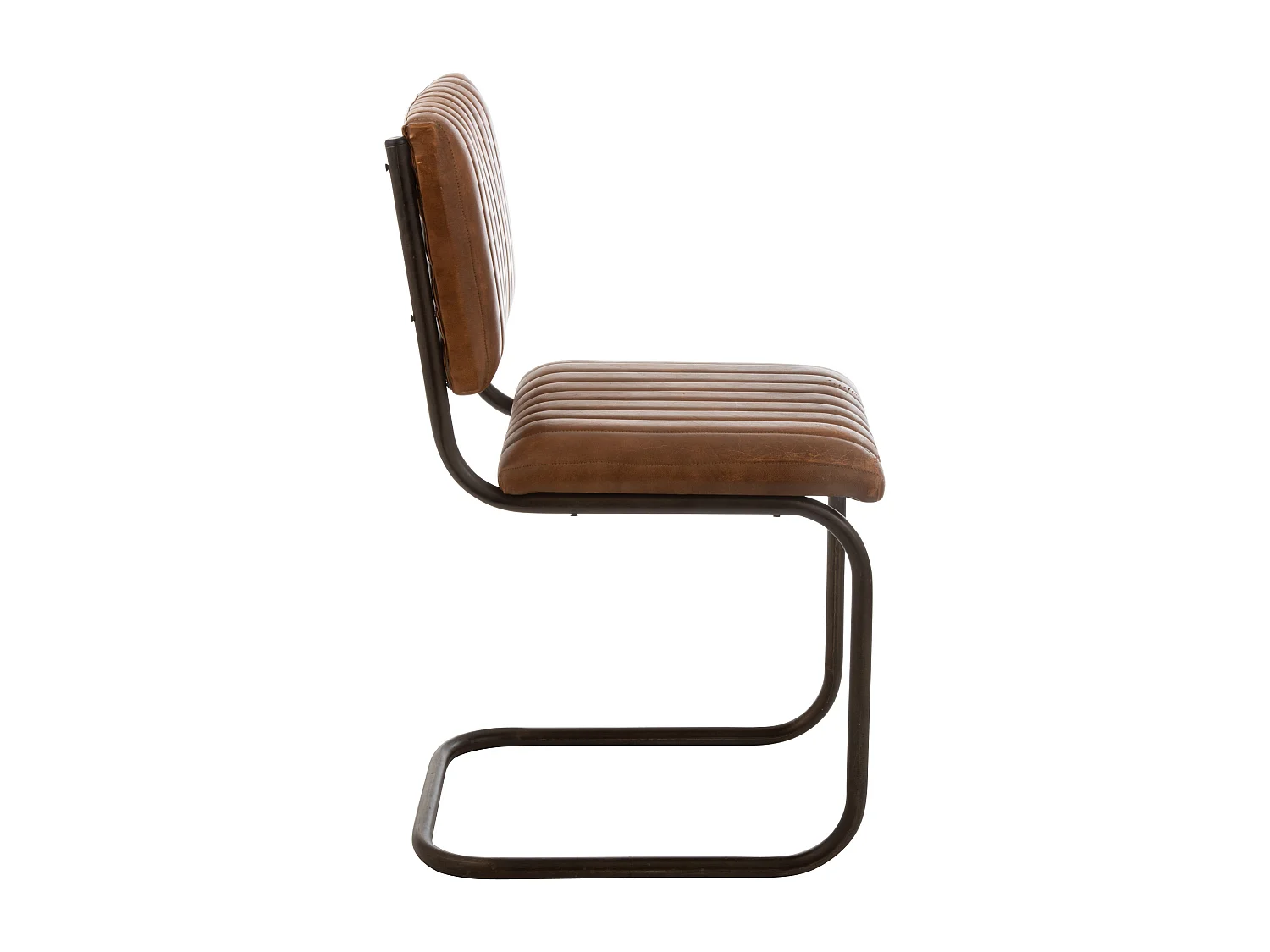 Silla moderna de cuero y metal marrón Lignac