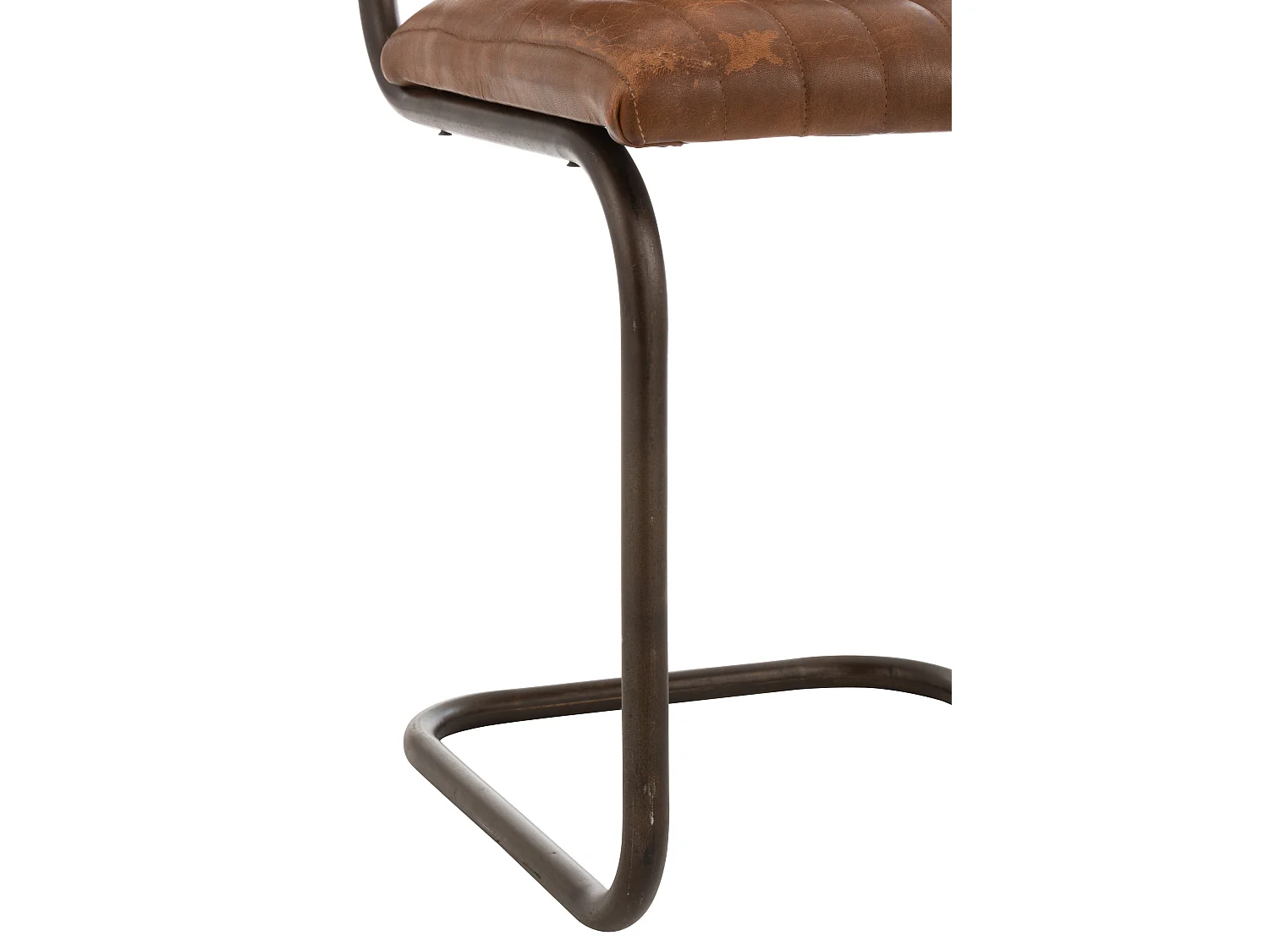 Moderne leer en bruin metalen stoel Lignac