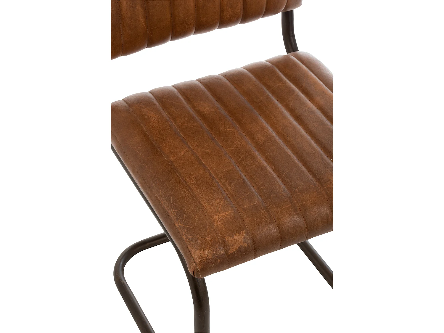 Moderne leer en bruin metalen stoel Lignac