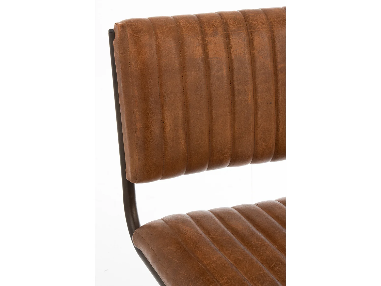 Moderne leer en bruin metalen stoel Lignac