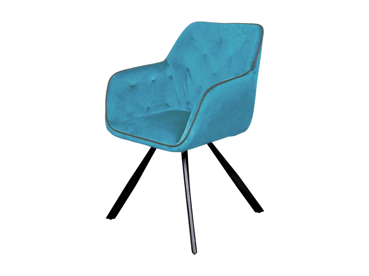 Chaise Design en Velours "Eann" 85cm Bleu