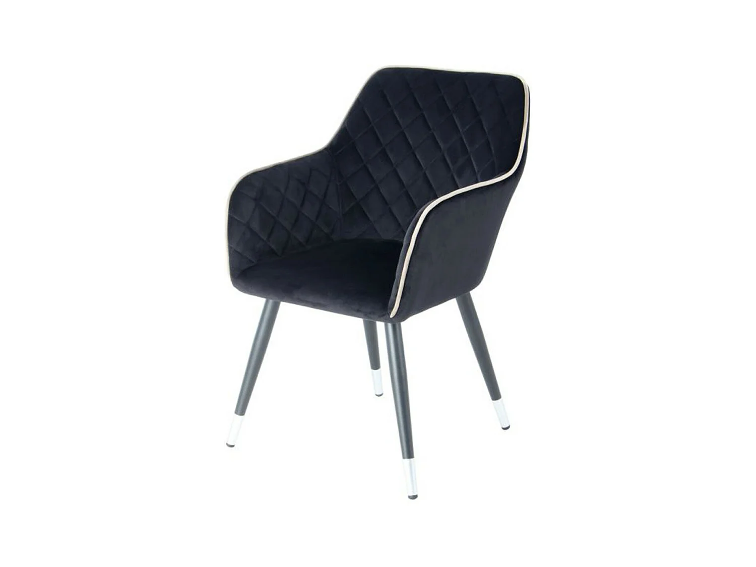 Chaise Déco en Velours "Amino" 86cm Noir & Gris