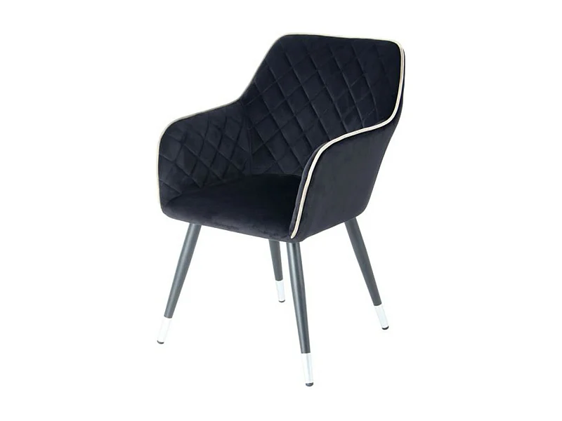 Chaise Déco en Velours "Amino" 86cm Noir & Gris