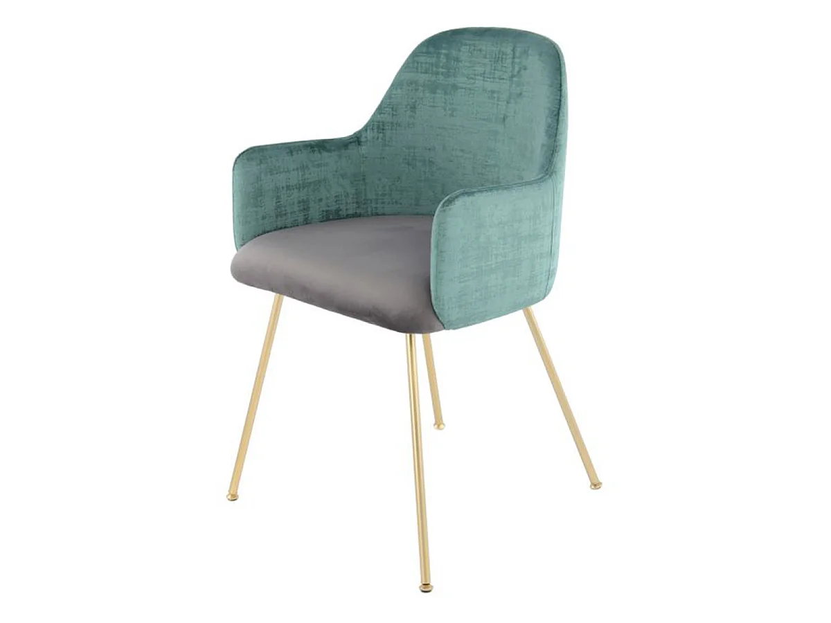 Chaise Déco en Velours "Richard" 85cm Vert & Gris