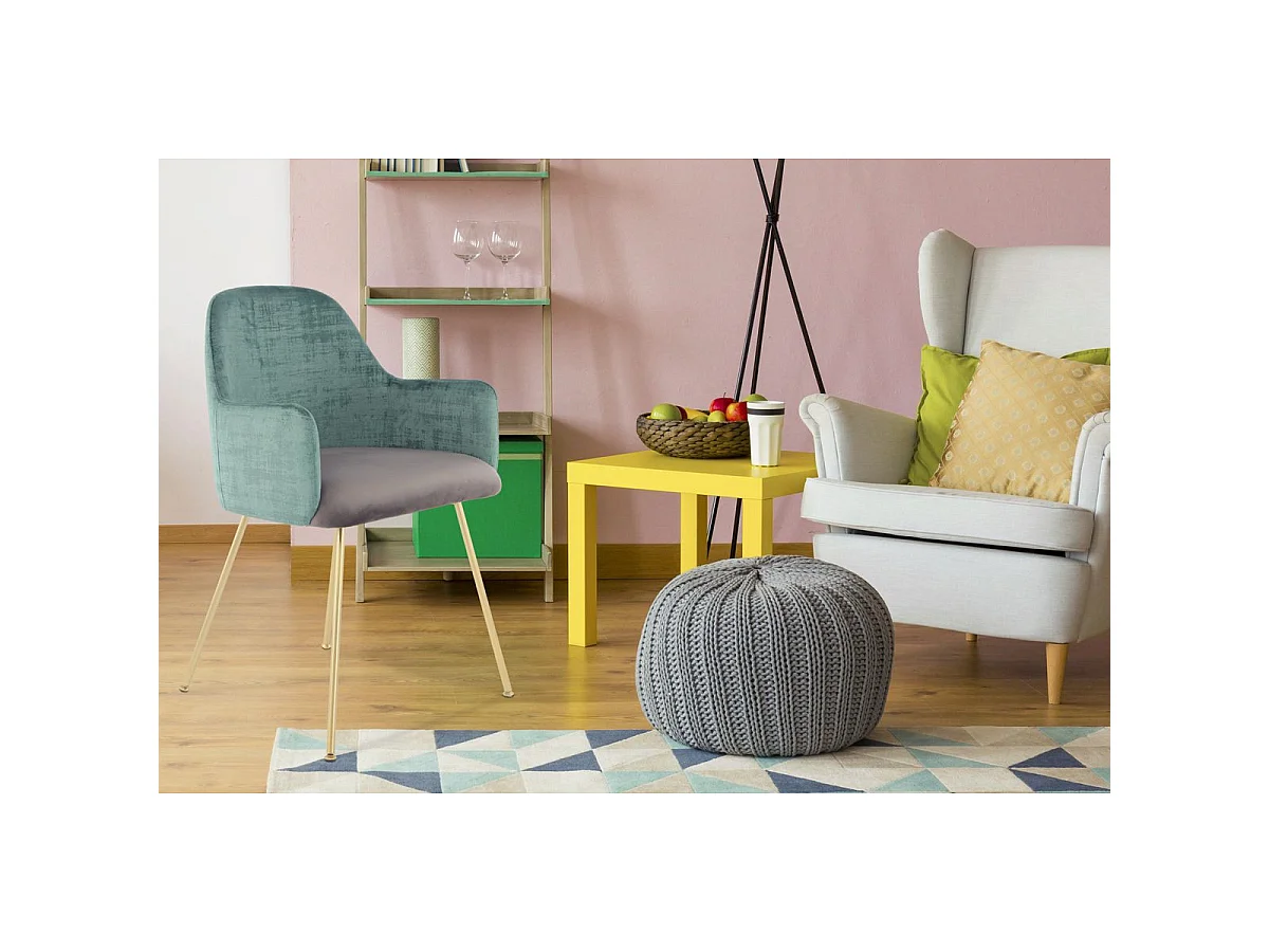 Chaise Déco en Velours "Richard" 85cm Vert & Gris