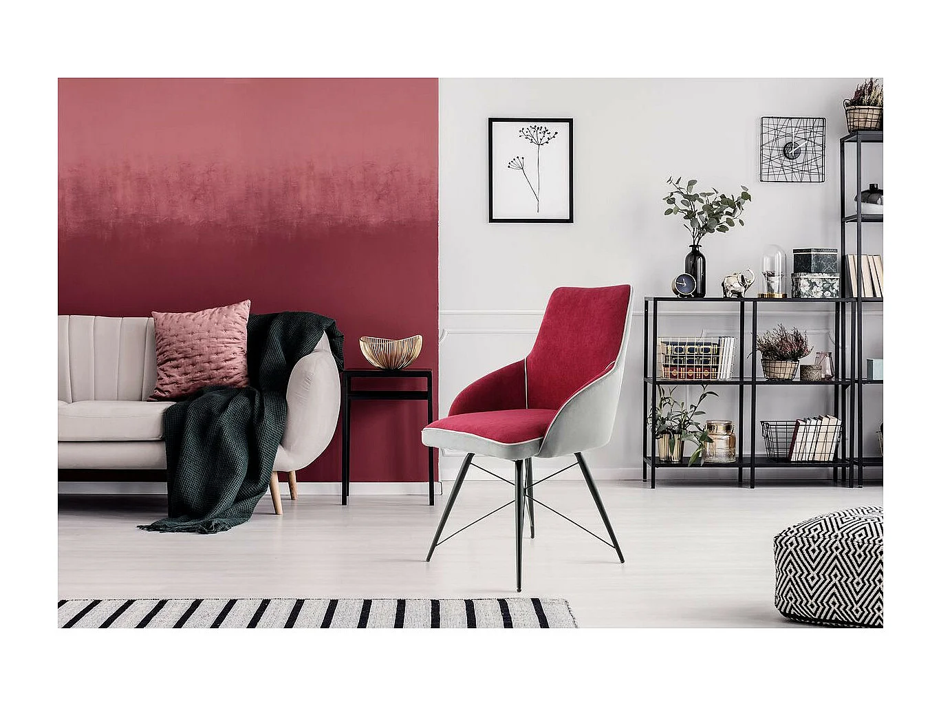 Chaise Déco "Carol" 87cm Rouge