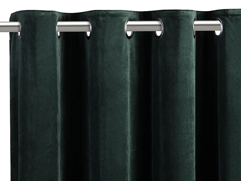 Lotto di 2 tende in velluto - L. 135 x H. 260 cm - Verde pino - KOLAMI