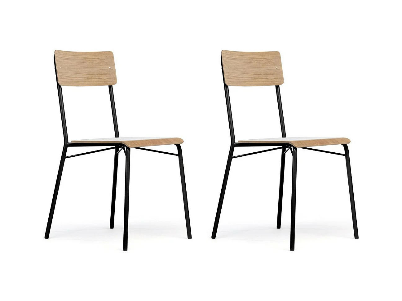 Lot de 2 Chaises Design "Ashburn" 82cm Chêne