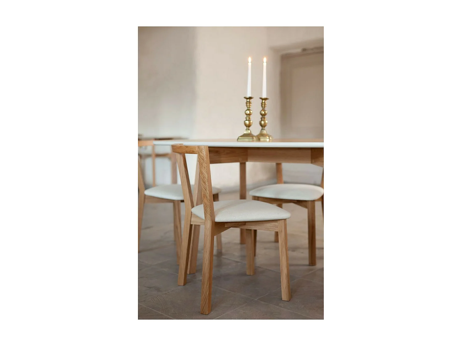 Lot de 2 Chaises Design "Cee" 75cm Chêne & Blanc