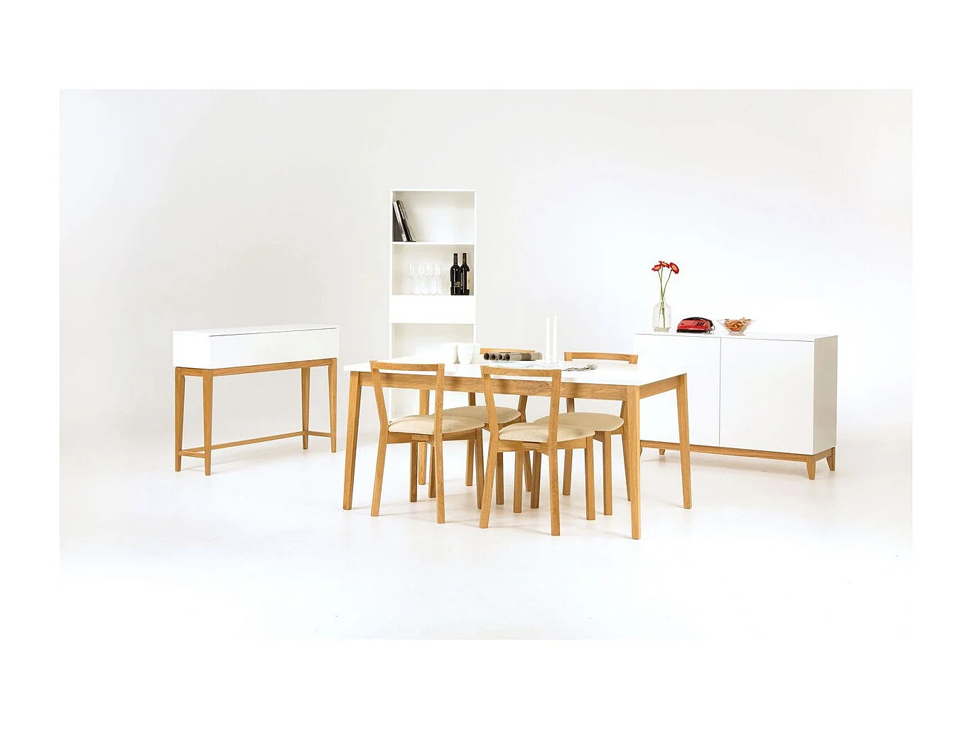 Lot de 2 Chaises Design "Cee" 75cm Chêne & Blanc