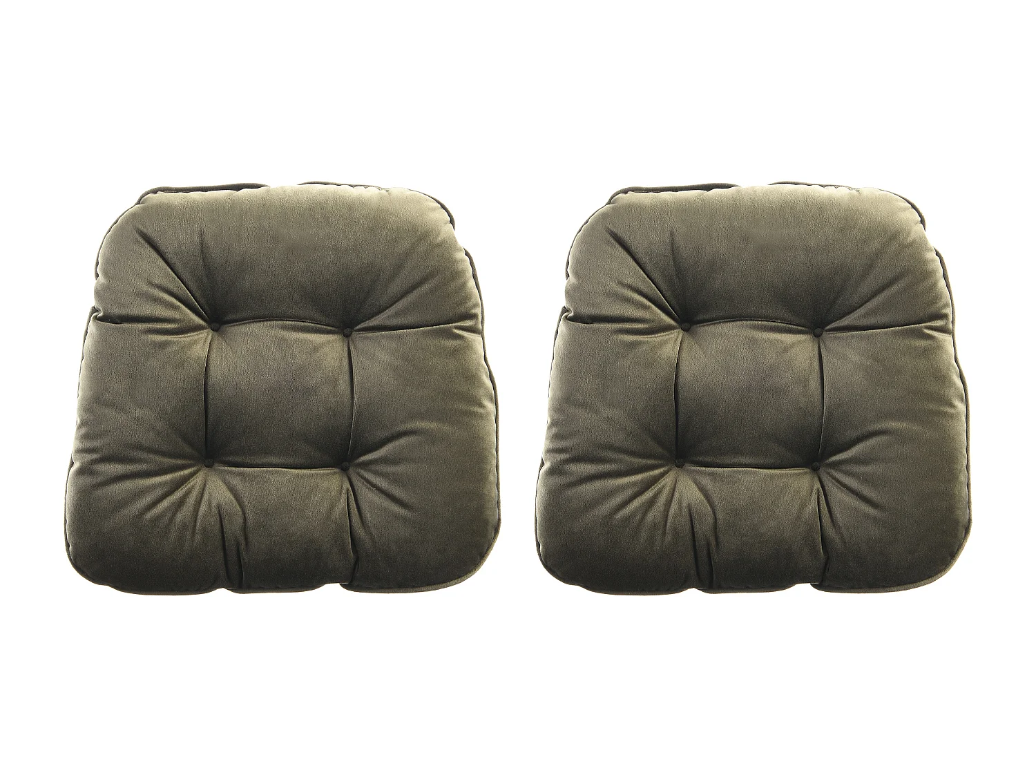 Lotto di 2 cuscini per sedie trapuntati reversibili - 40 x 40 cm - Verde kaki e grigio chiaro - DOLASO