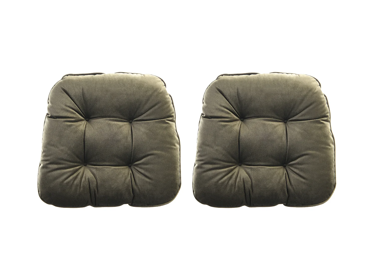 Lot de 2 galettes de chaise matelassées réversibles - 40 x 40 cm - Vert kaki et gris clair - DOLASO