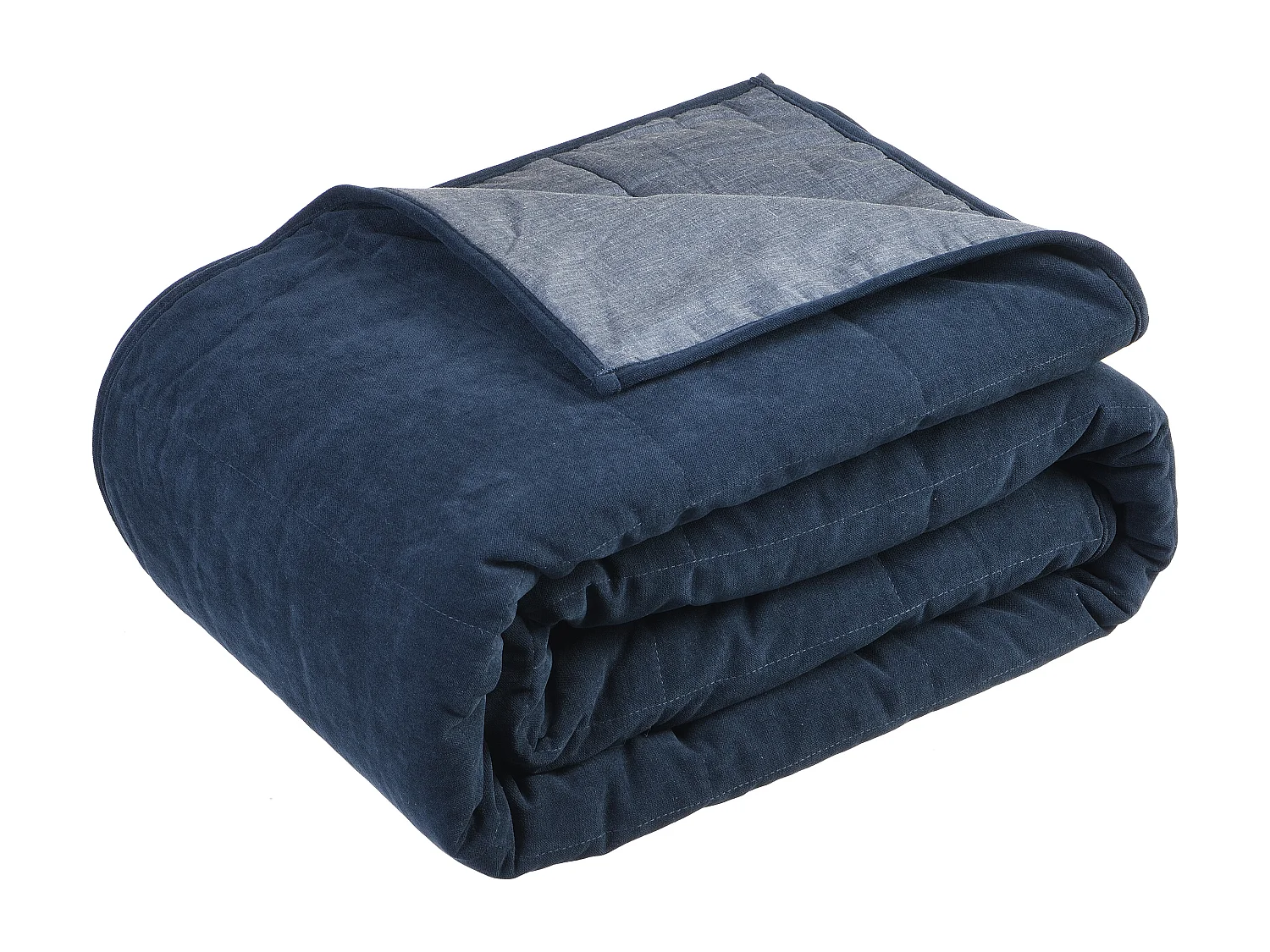 Quiltad sammetssängöverkast - 220 x 225 cm - Marinblå - PRILIO