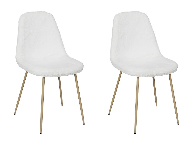 Chaise Imitation Fourrure Aurea - Lot De 2 Blanc
