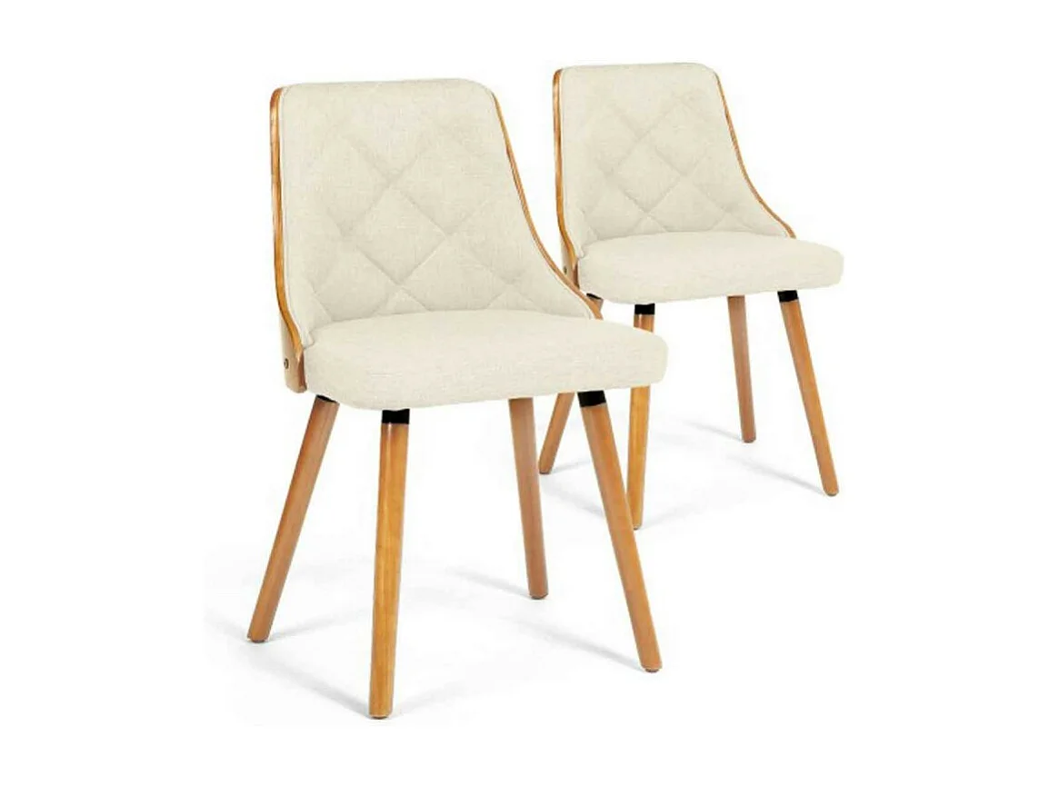Lot de 2 Chaises Design "Vence" 79cm Chêne & Beige