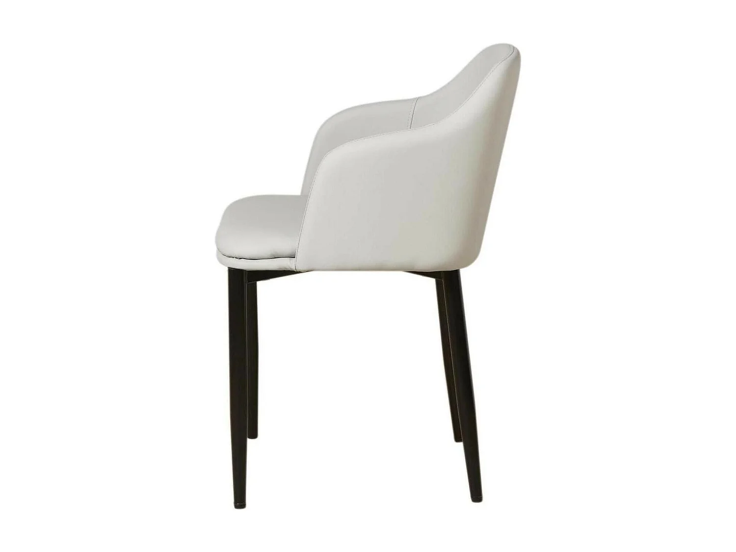 Viza grijze kunstleren fauteuil en zwart metalen poten - Set van 2