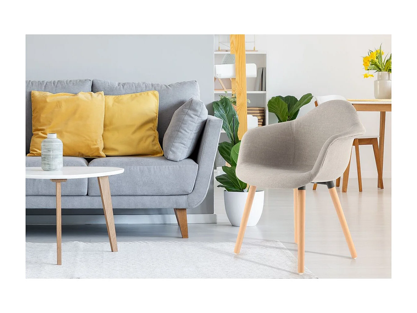 Lot de 2 Chaises Design "Winston" 80cm Beige