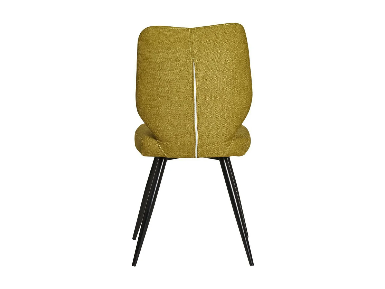 Chika mosterdgele stoffen stoel en zwart metalen poten - Set van 2