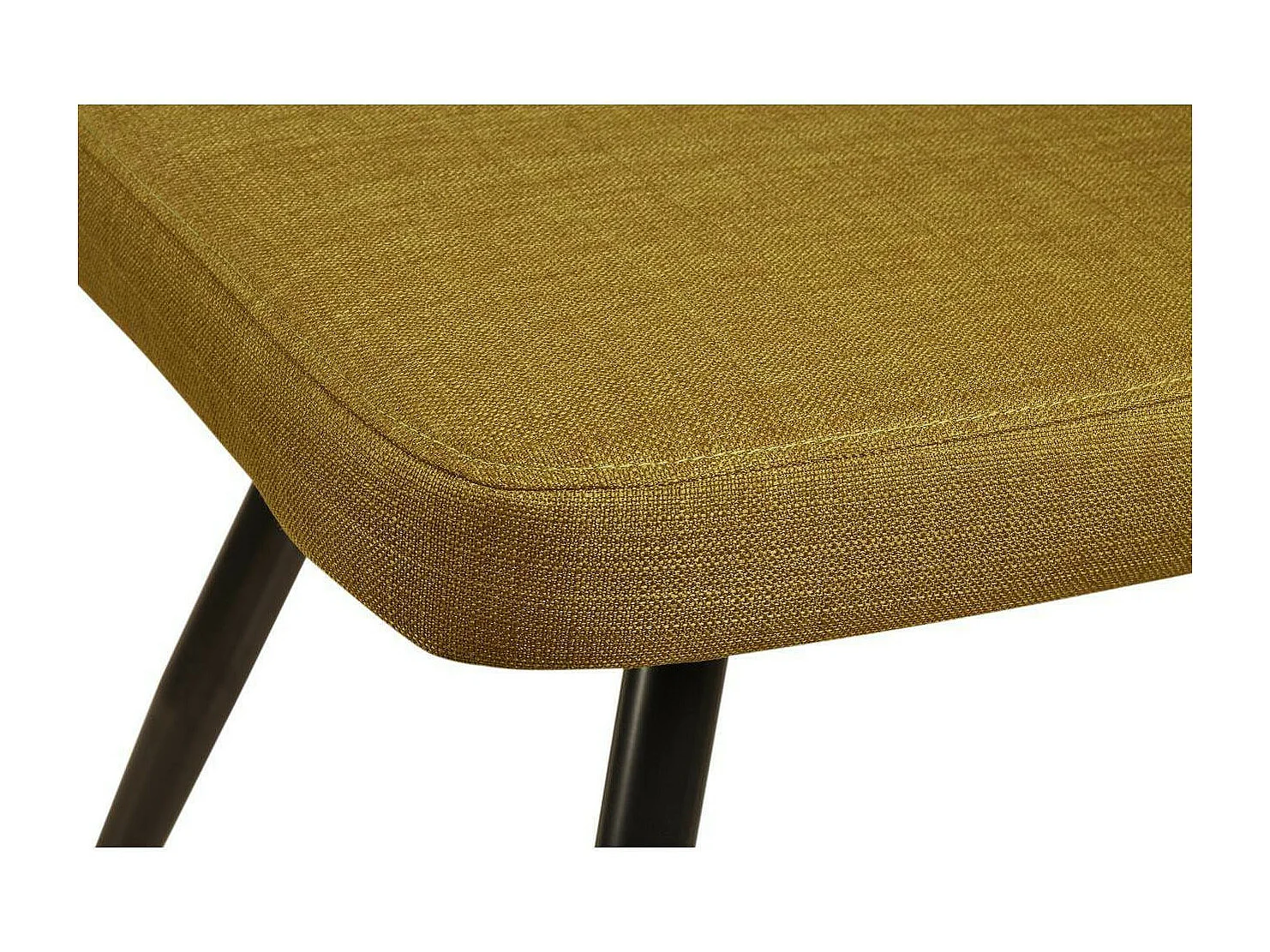 Chika mosterdgele stoffen stoel en zwart metalen poten - Set van 2