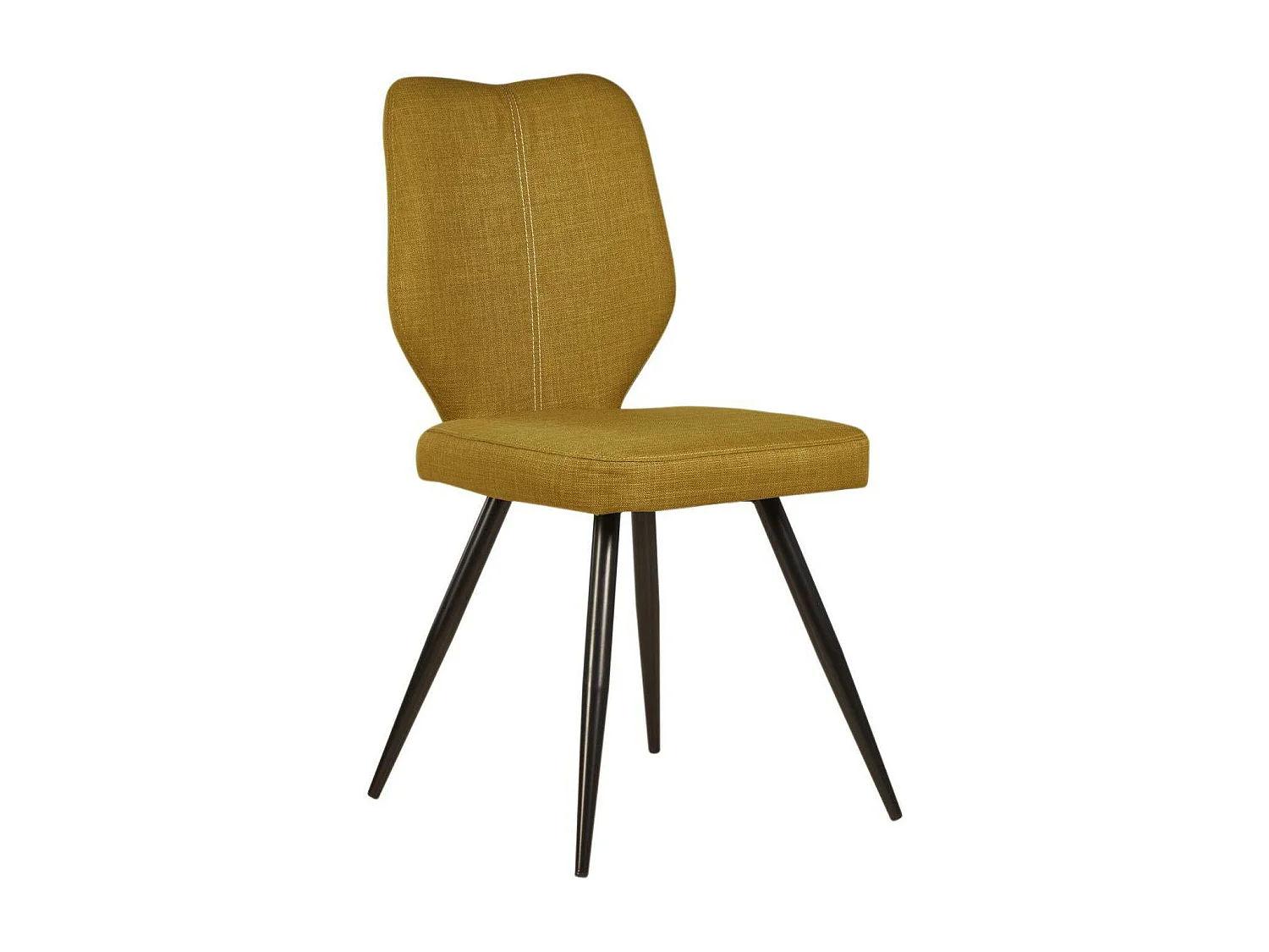 Chika mosterdgele stoffen stoel en zwart metalen poten - Set van 2