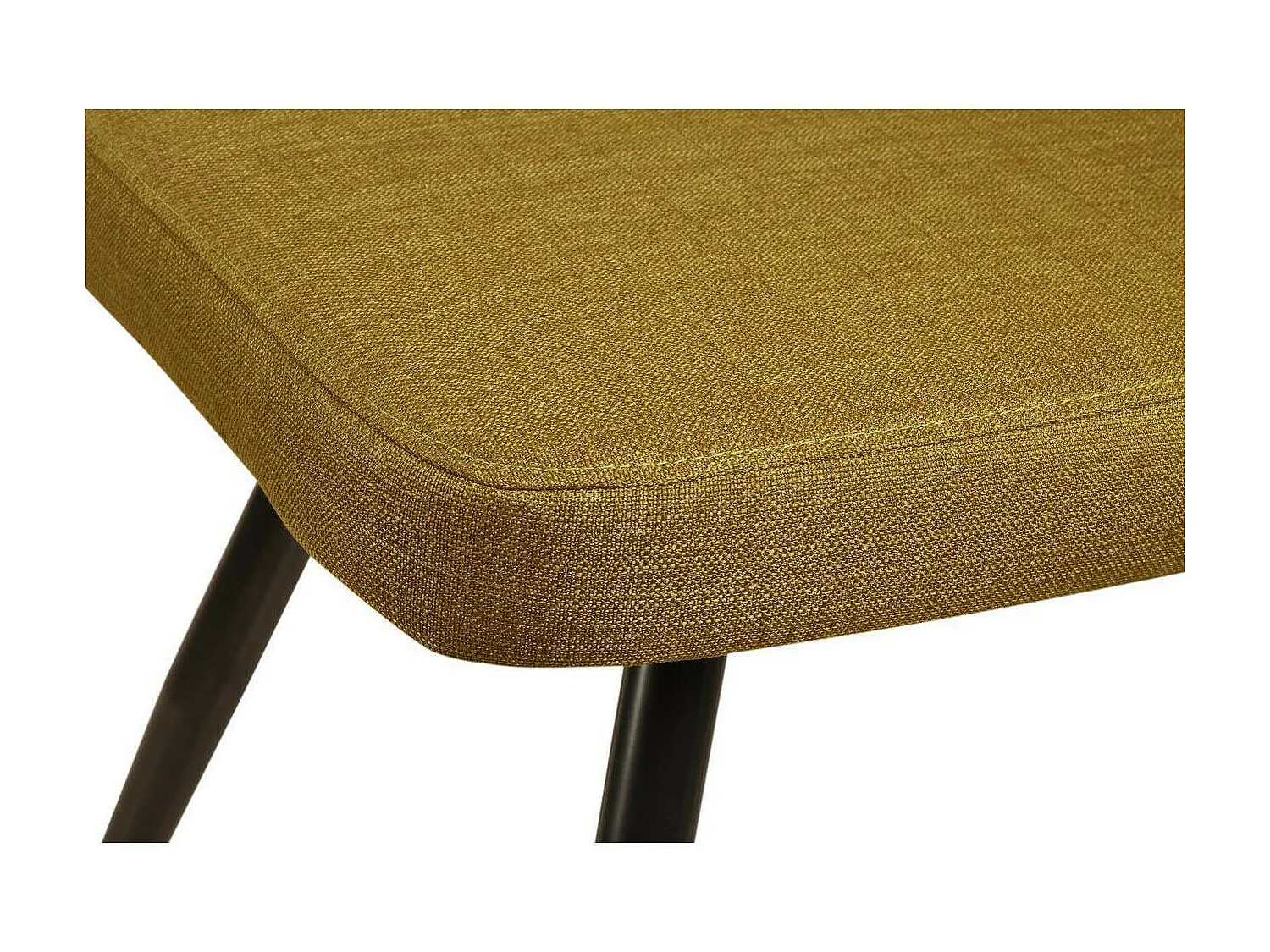 Chika mosterdgele stoffen stoel en zwart metalen poten - Set van 2