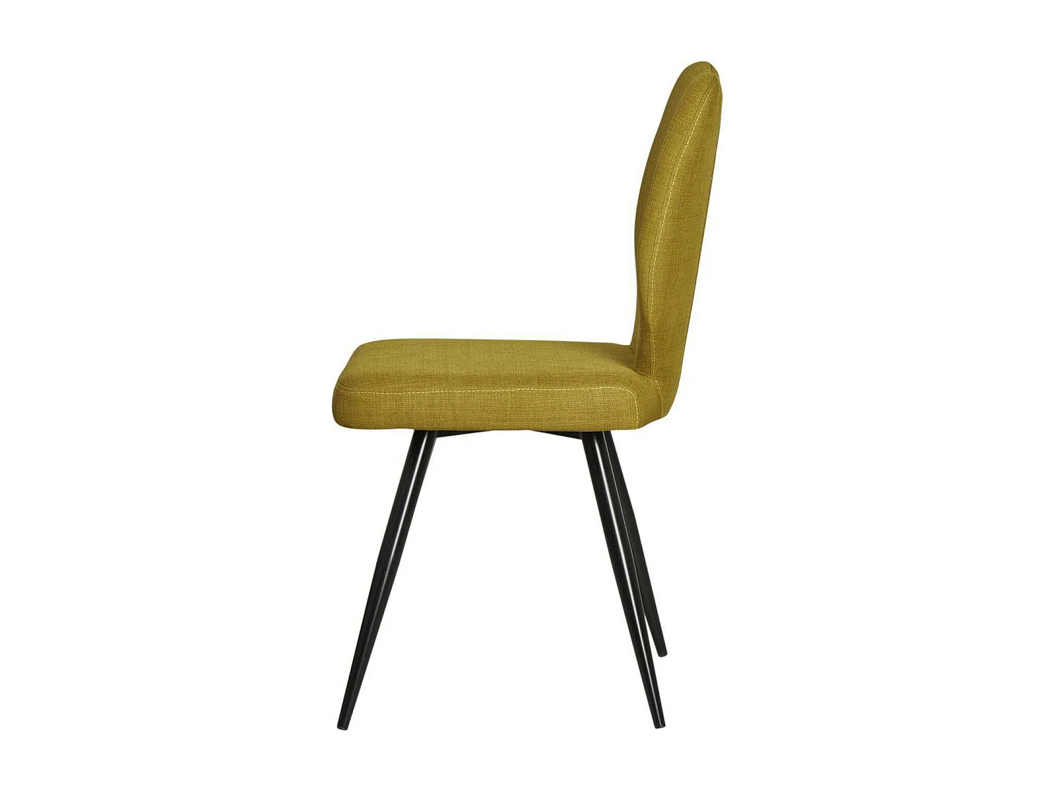 Chika mosterdgele stoffen stoel en zwart metalen poten - Set van 2